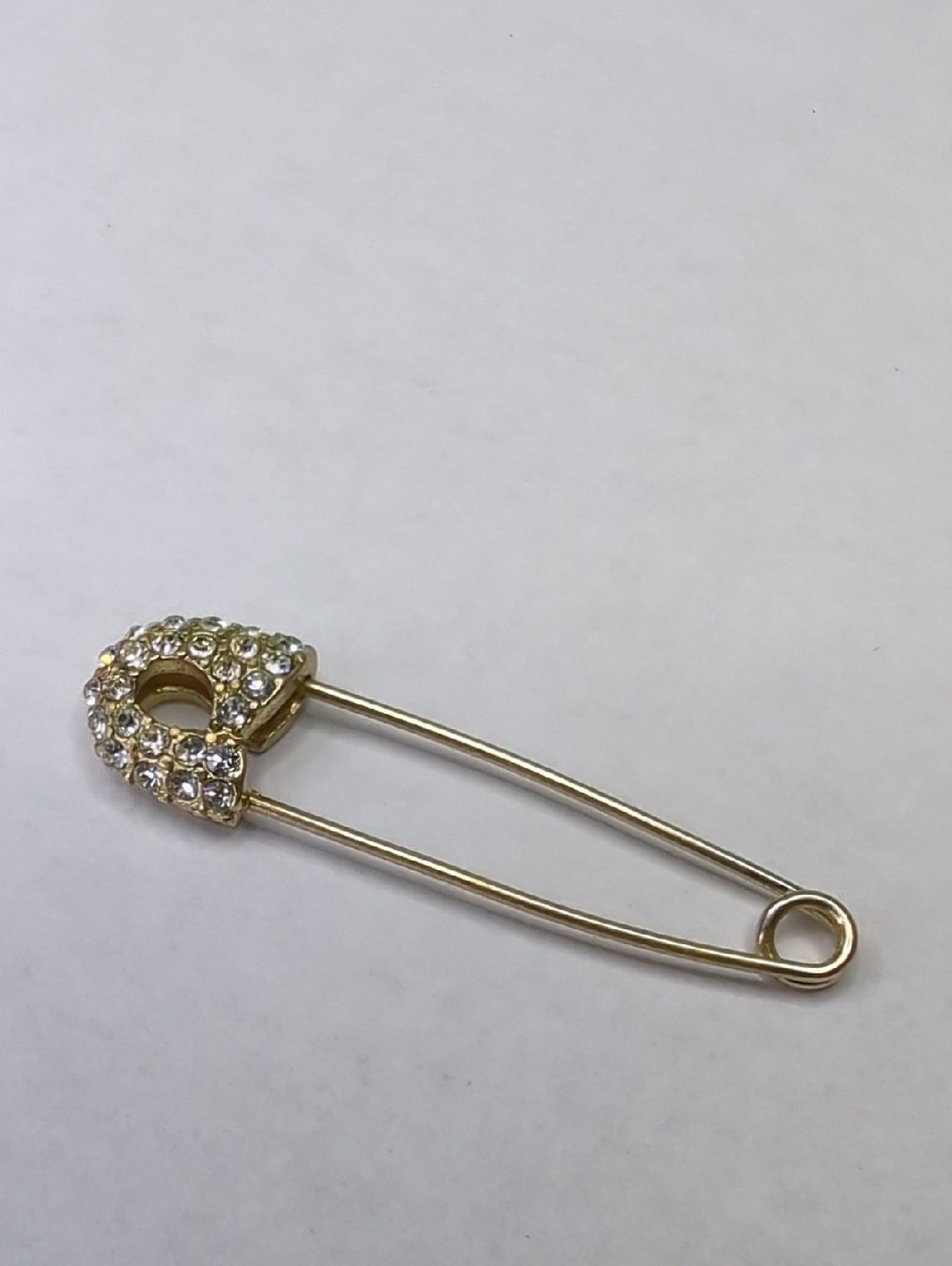 Vintage Gold Plated Crystal Safety Pin
